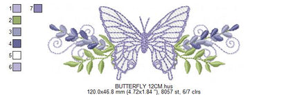 Butterfly embroidery design - Delicate butterfly with laurel frame machine embroidery pattern - Baby Girl file - Instant digital download pes jef dst (Copy) (Copy) Marcia Embroidery