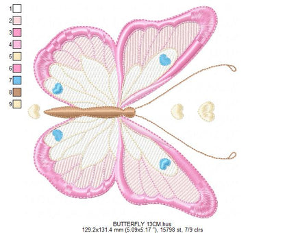 Butterfly embroidery design - Delicate butterfly with flowers machine embroidery pattern - Baby Girl file - Instant digital download pes (Copy) Marcia Embroidery