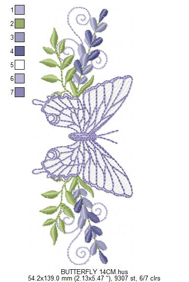 Butterfly embroidery design - Delicate butterfly with laurel frame machine embroidery pattern - Baby Girl file - Instant digital download pes jef dst (Copy) (Copy) Marcia Embroidery