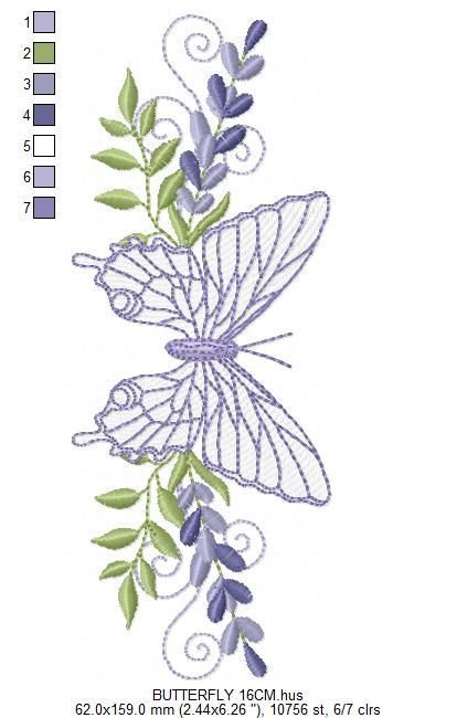 Butterfly embroidery design - Delicate butterfly with laurel frame machine embroidery pattern - Baby Girl file - Instant digital download pes jef dst (Copy) (Copy) Marcia Embroidery