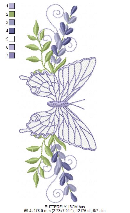 Butterfly embroidery design - Delicate butterfly with laurel frame machine embroidery pattern - Baby Girl file - Instant digital download pes jef dst (Copy) (Copy) Marcia Embroidery