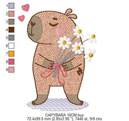 Capybara embroidery designs - Water river animal machine embroidery pattern - Baby boy big guinea pig with bow tie file - Instant download (Copy) Marcia Embroidery