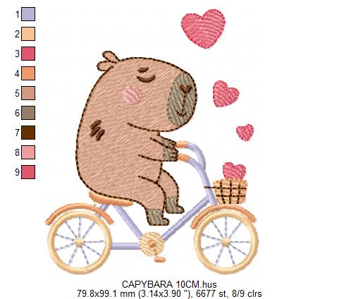 Capybara embroidery design - Water river animal machine embroidery pattern - Baby boy big guinea pig with bow tie file - Instant download pes jef dst hus