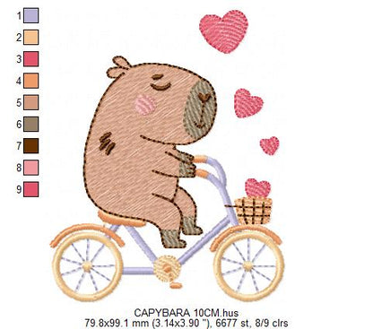 Capybara embroidery design - Water river animal machine embroidery pattern - Baby boy big guinea pig with bow tie file - Instant download pes jef dst hus