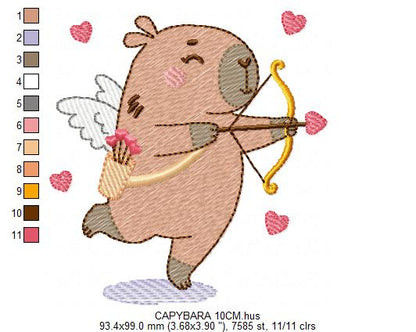 Capybara embroidery designs - Water river animal machine embroidery pattern - Baby boy and girl big guinea pig with bow tie file - Instant download pes jef dst hus