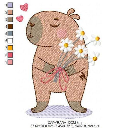 Capybara embroidery designs - Water river animal machine embroidery pattern - Baby boy big guinea pig with bow tie file - Instant download (Copy) Marcia Embroidery