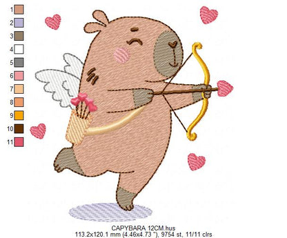 Capybara embroidery designs - Water river animal machine embroidery pattern - Baby boy and girl big guinea pig with bow tie file - Instant download pes jef dst hus