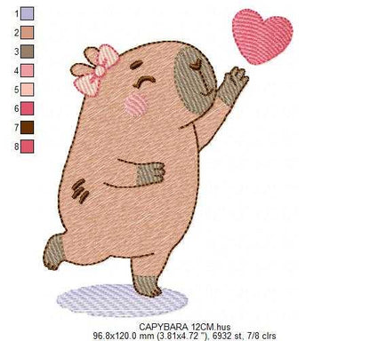 Capybara embroidery designs - Water river animal machine embroidery pattern - Baby boy big guinea pig with bow tie file - Instant download (Copy) Marcia Embroidery