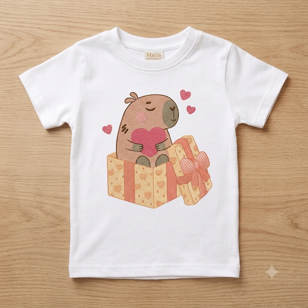Capybara embroidery designs - Water river animal machine embroidery pattern - Baby boy and girl big guinea pig with heart file - Instant download pes jef dst