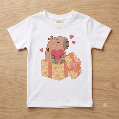 Capybara embroidery designs - Water river animal machine embroidery pattern - Baby boy and girl big guinea pig with heart file - Instant download pes jef dst