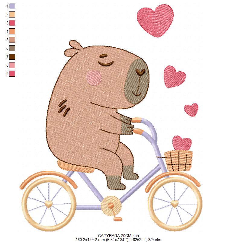 Capybara embroidery design - Water river animal machine embroidery pattern - Baby boy big guinea pig with bow tie file - Instant download pes jef dst hus