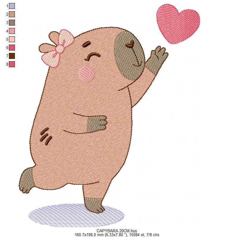 Capybara embroidery designs - Water river animal machine embroidery pattern - Baby boy big guinea pig with bow tie file - Instant download (Copy) Marcia Embroidery