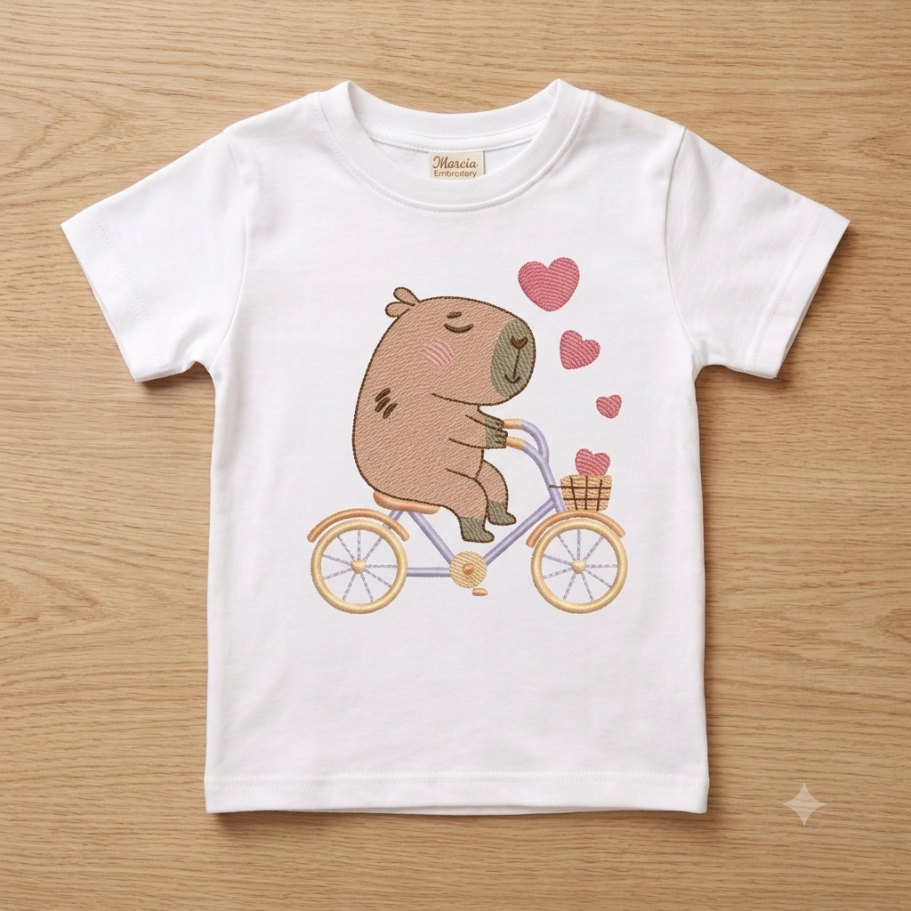 Capybara embroidery design - Water river animal machine embroidery pattern - Baby boy big guinea pig with bow tie file - Instant download pes jef dst hus