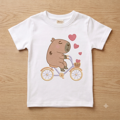 Capybara embroidery design - Water river animal machine embroidery pattern - Baby boy big guinea pig with bow tie file - Instant download pes jef dst hus