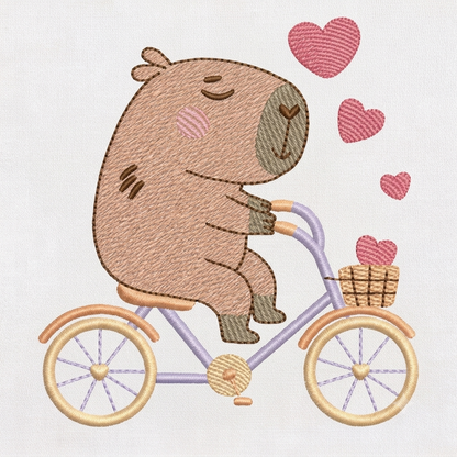 Capybara embroidery design - Water river animal machine embroidery pattern - Baby boy big guinea pig with bow tie file - Instant download pes jef dst hus