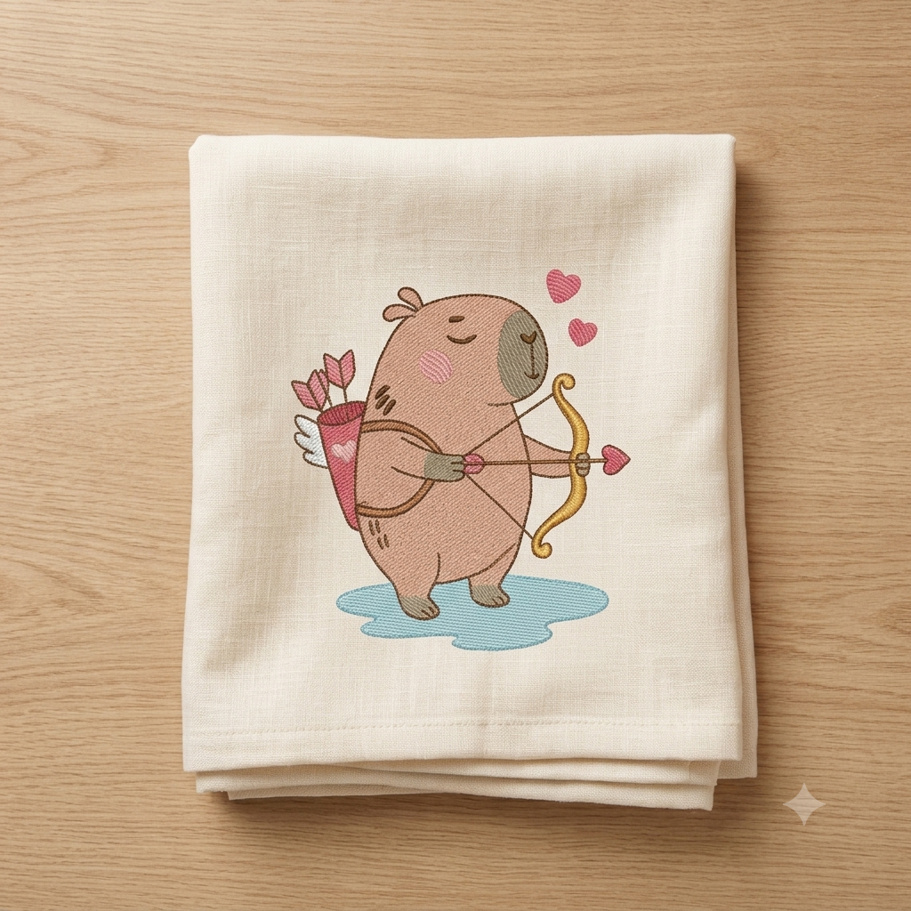Capybara embroidery designs - Water river animal machine embroidery pattern - Baby boy and girl big guinea pig with bow tie file - Instant download pes jef dst hus