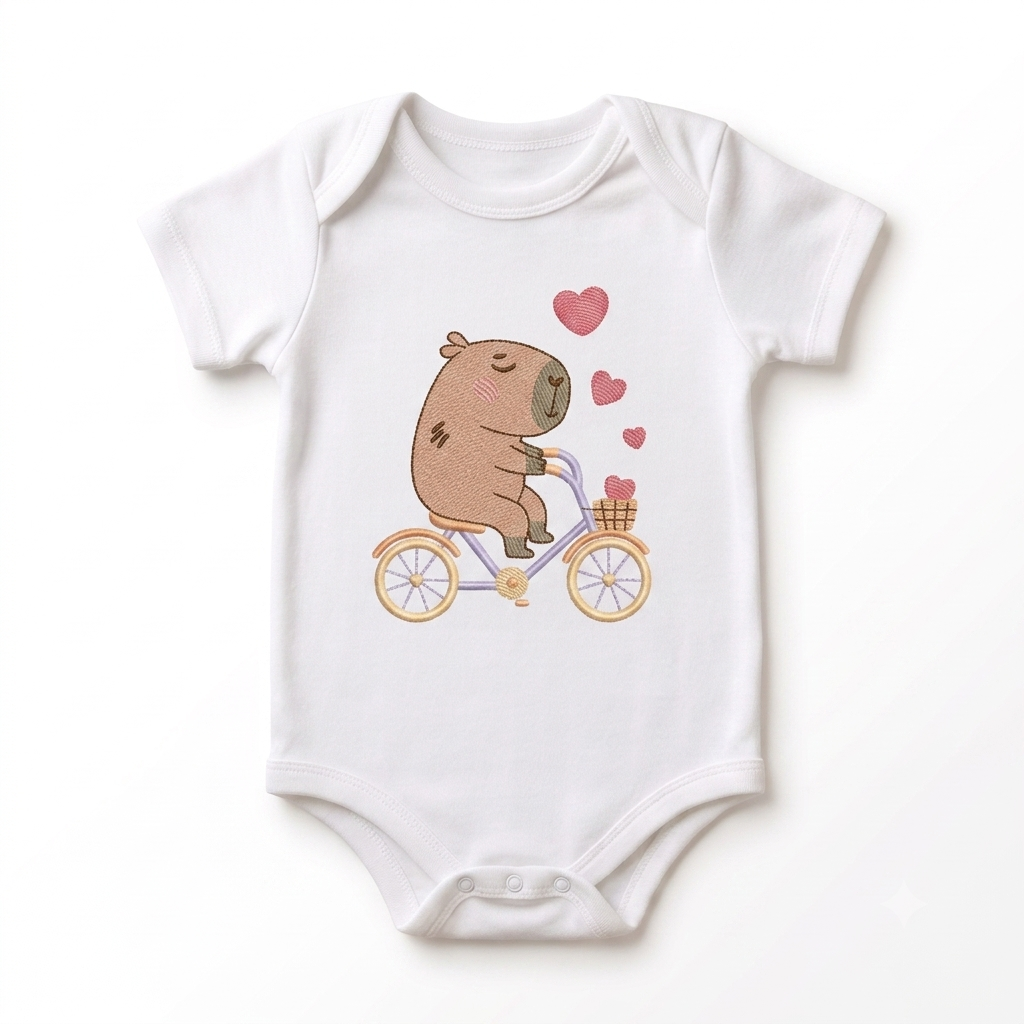 Capybara embroidery design - Water river animal machine embroidery pattern - Baby boy big guinea pig with bow tie file - Instant download pes jef dst hus