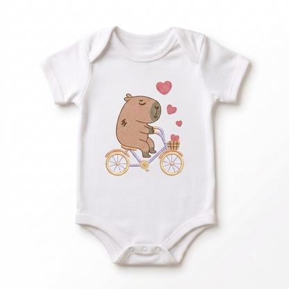 Capybara embroidery design - Water river animal machine embroidery pattern - Baby boy big guinea pig with bow tie file - Instant download pes jef dst hus