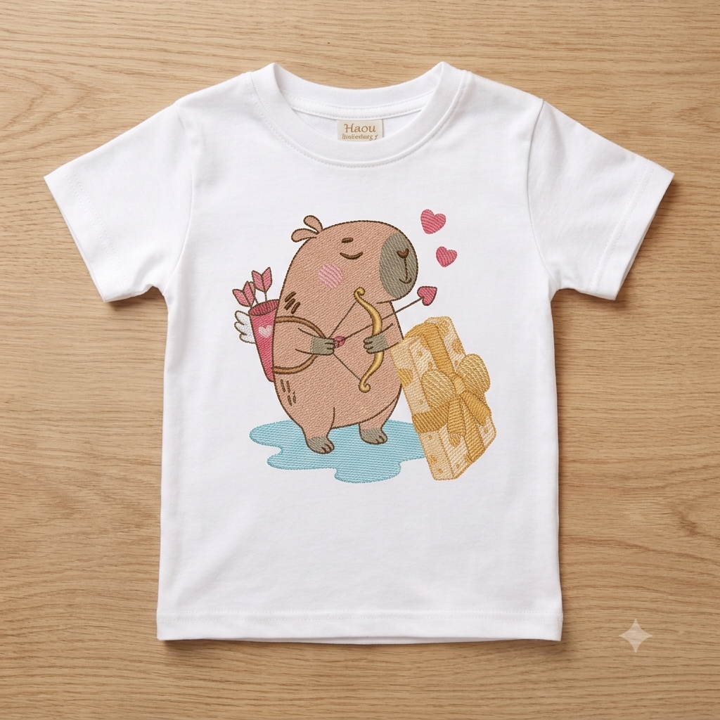 Capybara embroidery designs - Water river animal machine embroidery pattern - Baby boy and girl big guinea pig with bow tie file - Instant download pes jef dst hus