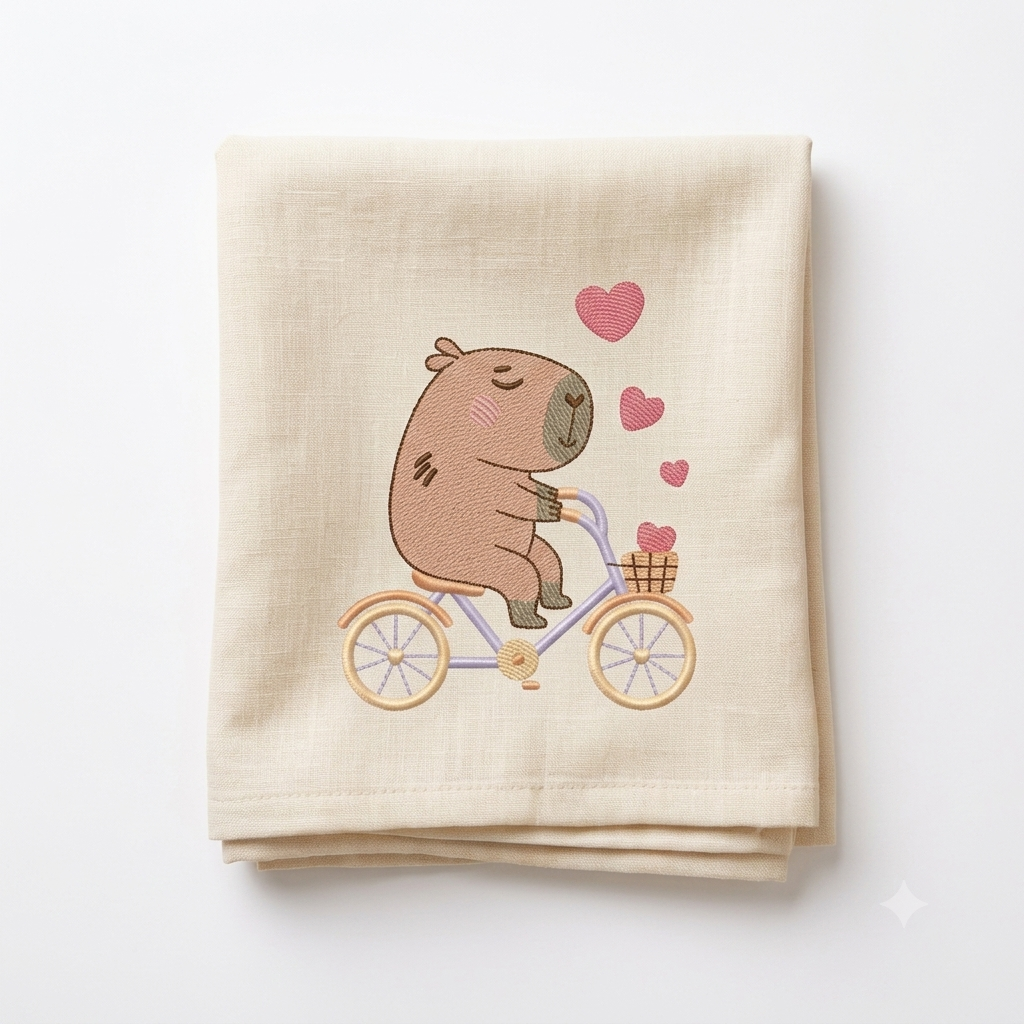 Capybara embroidery design - Water river animal machine embroidery pattern - Baby boy big guinea pig with bow tie file - Instant download pes jef dst hus