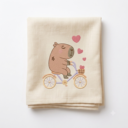 Capybara embroidery design - Water river animal machine embroidery pattern - Baby boy big guinea pig with bow tie file - Instant download pes jef dst hus