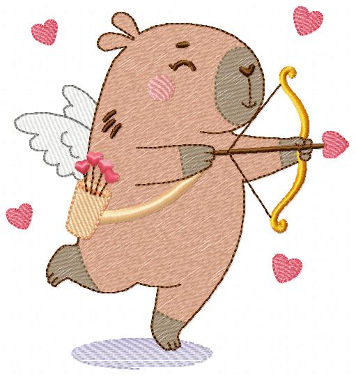 Capybara embroidery designs - Water river animal machine embroidery pattern - Baby boy and girl big guinea pig with bow tie file - Instant download pes jef dst hus