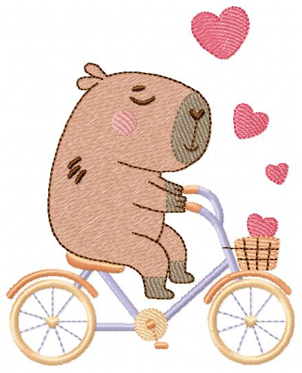 Capybara embroidery design - Water river animal machine embroidery pattern - Baby boy big guinea pig with bow tie file - Instant download pes jef dst hus