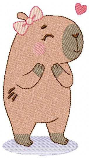 Capybara embroidery designs - Water river animal machine embroidery pattern - Baby boy big guinea pig with bow tie file - Instant download (Copy) Marcia Embroidery