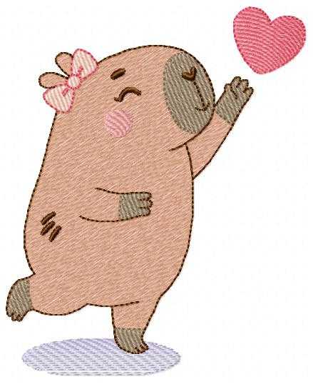 Capybara embroidery designs - Water river animal machine embroidery pattern - Baby boy big guinea pig with bow tie file - Instant download (Copy) Marcia Embroidery