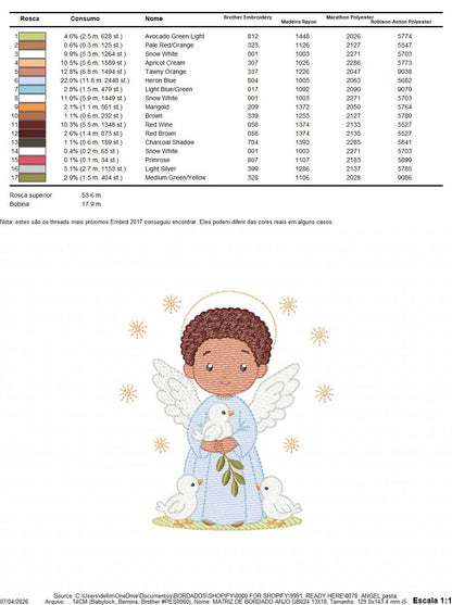 Angel embroidery designs - Angelic Baby Boy with doves machine embroidery pattern - Boy with wings and halo file - Instant download pes jef (Copy) Marcia Embroidery