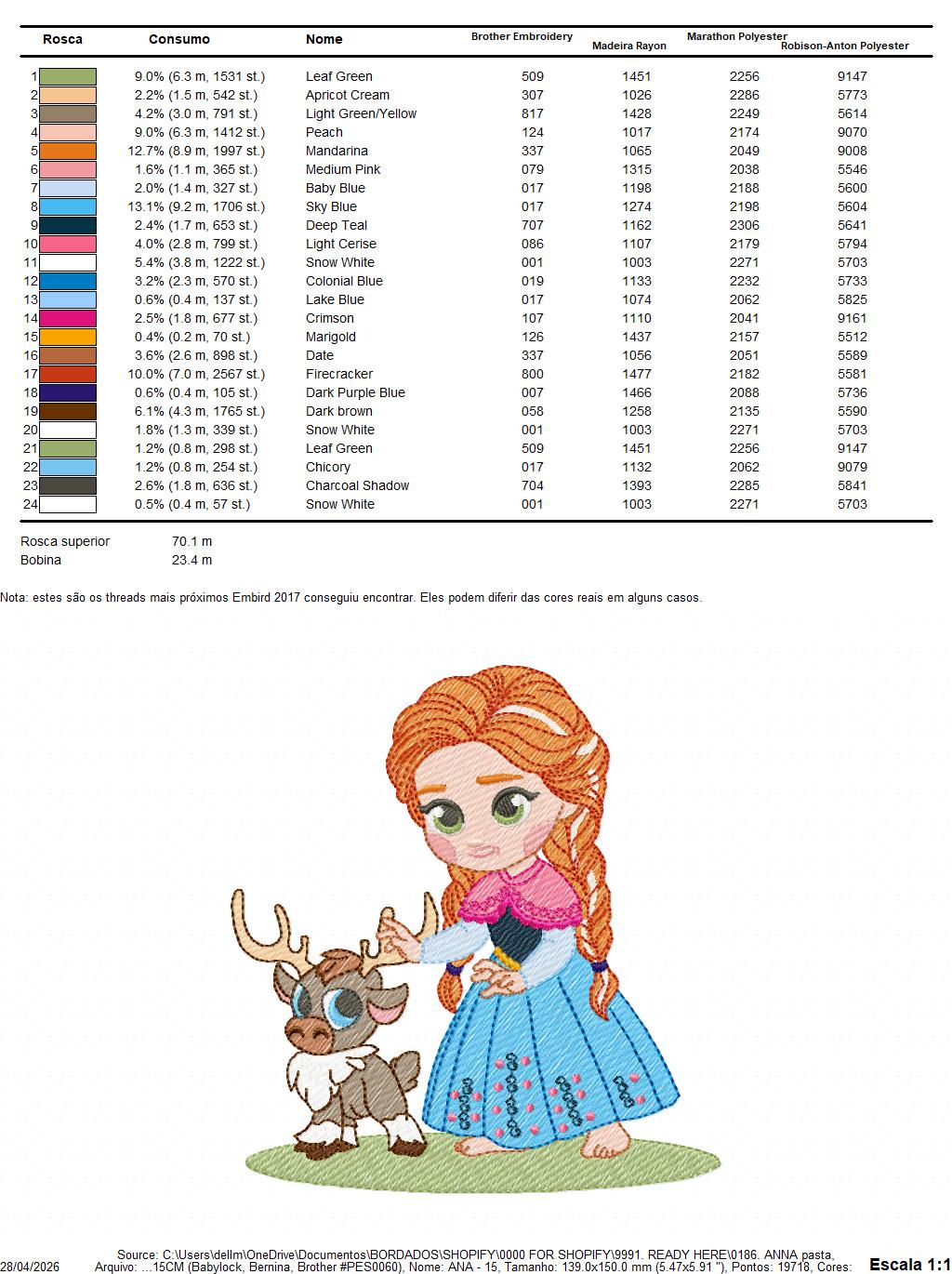 Anna embroidery design - Disney Princess machine embroidery patterns - Instant digital download (Copy) Marcia Embroidery