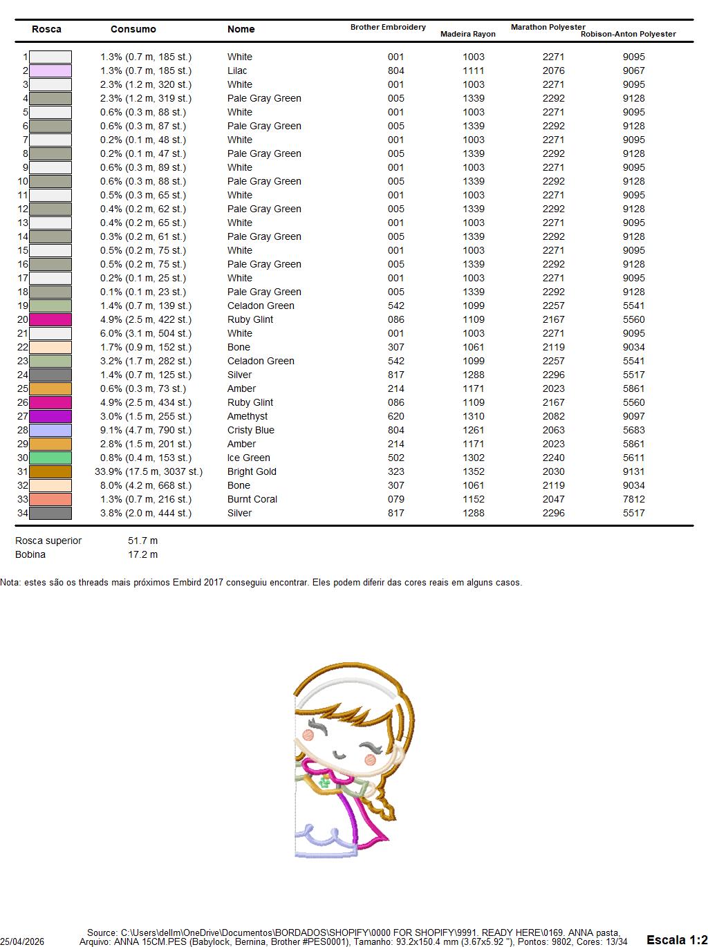 Princess Anna embroidery design - Disney Princess machine embroidery pattern - Baby Girl Frozen Princess file - Instant digital download (Copy) Marcia Embroidery
