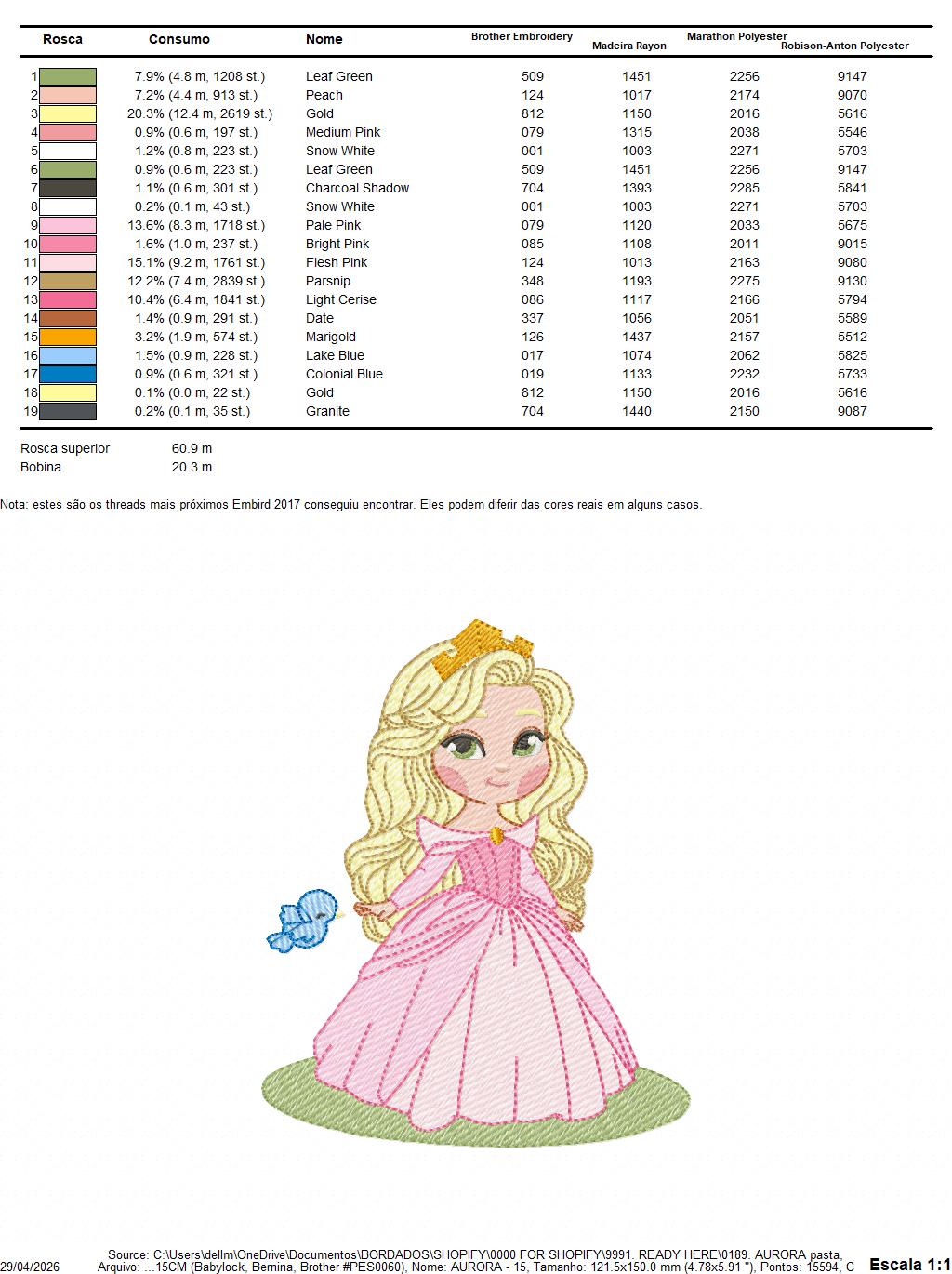 Aurora embroidery design - Disney Princess machine embroidery patterns - Instant digital download (Copy) Marcia Embroidery