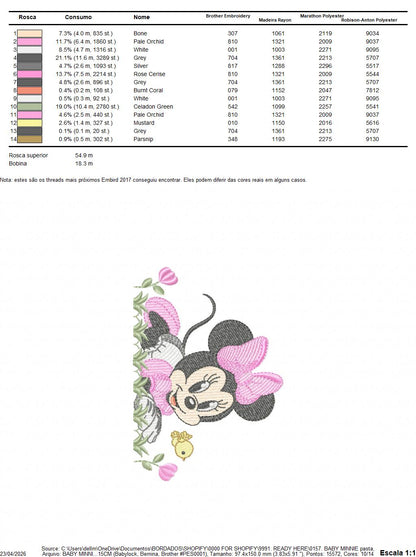 Minnie embroidery design - Minnie Mouse machine embroidery pattern - Baby Girl file - Instant digital download pes jef dst (Copy) Marcia Embroidery