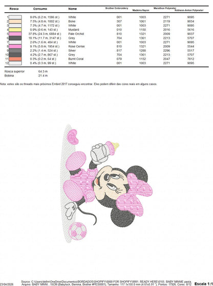 Minnie embroidery design - Minnie Mouse machine embroidery pattern - Baby Girl file - Instant digital download pes jef dst (Copy) Marcia Embroidery