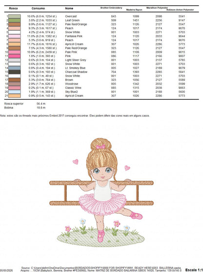 Ballerina embroidery design - Ballet dancer machine embroidery pattern - Baby girl file - Instant download pes jef Marcia Embroidery