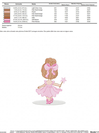 Ballerina embroidery designs - Ballet dancer machine embroidery pattern - Baby girl file - Instant download (Copy) Marcia Embroidery