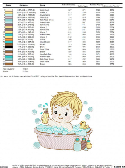 Boy in bathtub embroidery design - Bathing boy machine embroidery pattern - Baby Boy file - Instant digital download pes jef