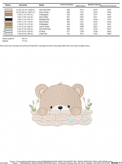 Peekaboo Teddy Bear embroidery designs - Baby boy Bear machine pattern - Baby Boy file (Digital download)