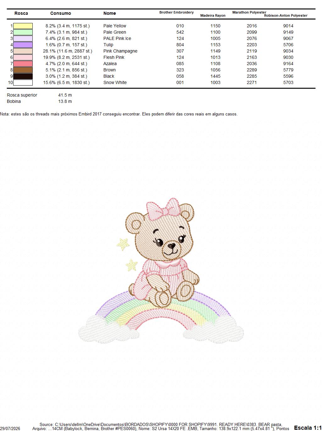 Baby Bear embroidery design - Sister Bear with rainbow machine pattern - Cute Teddy Bear (Digital download)