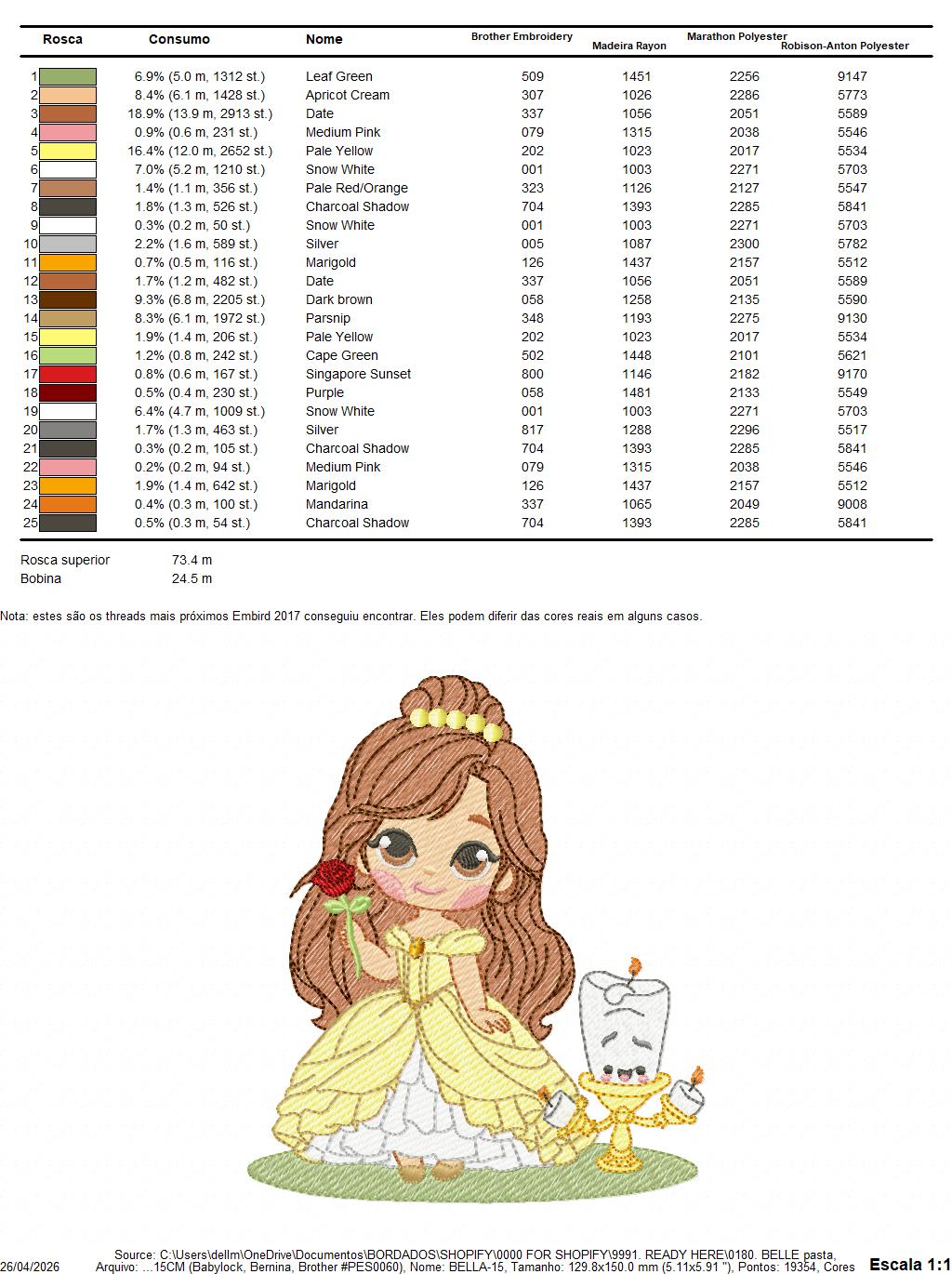 Bella embroidery design - Disney Princess machine embroidery patterns - Baby Girl Princess design - Instant digital download (Copy) (Copy) (Copy) Marcia Embroidery