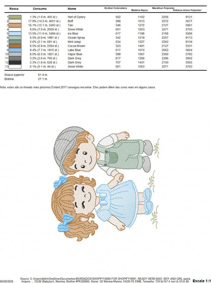 Baby boy and girl embroidery design - Brother and Sister embroidery designs machine embroidery pattern - kid embroidery file - children toddler - Digital download