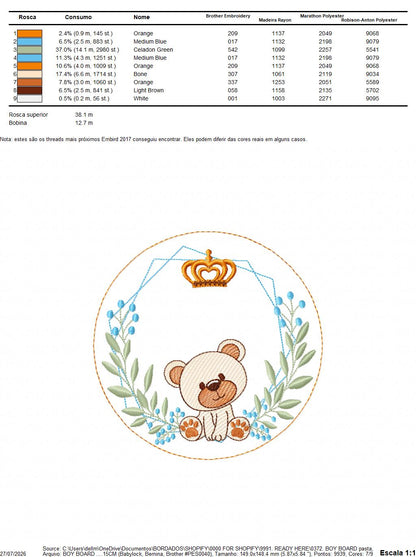Monogram Frame embroidery design - Boy Birth Announcement machine embroidery pattern - Instant digital download pes jef