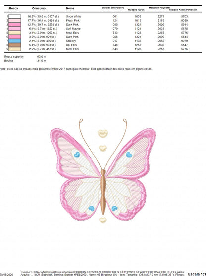 Butterfly embroidery design - Delicate butterfly with flowers machine embroidery pattern - Baby Girl file - Instant digital download pes (Copy) Marcia Embroidery