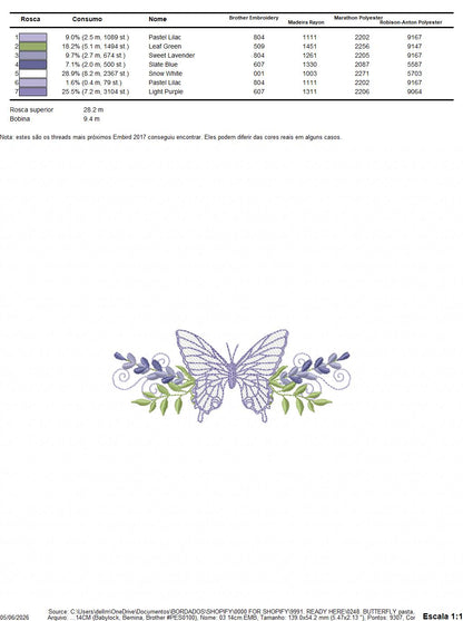 Butterfly embroidery design - Delicate butterfly with laurel frame machine embroidery pattern - Baby Girl file - Instant digital download pes jef dst (Copy) (Copy) Marcia Embroidery