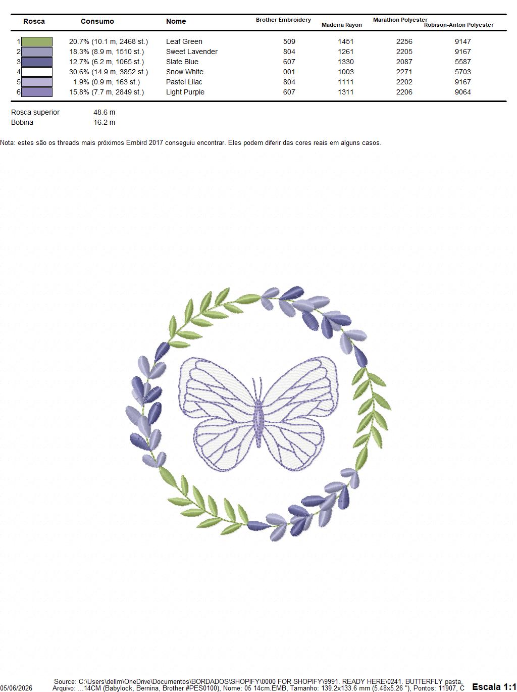 Butterfly embroidery design - Delicate butterfly with laurel frame machine embroidery pattern - Baby Girl file - Instant digital download pes jef dst