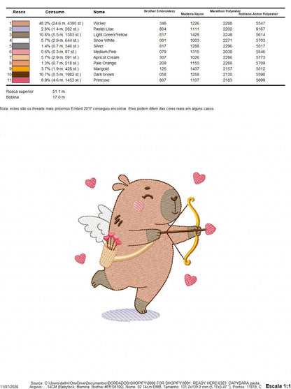 Capybara embroidery designs - Water river animal machine embroidery pattern - Baby boy and girl big guinea pig with bow tie file - Instant download pes jef dst hus