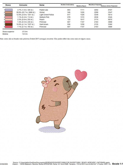 Capybara embroidery designs - Water river animal machine embroidery pattern - Baby boy big guinea pig with bow tie file - Instant download (Copy) Marcia Embroidery