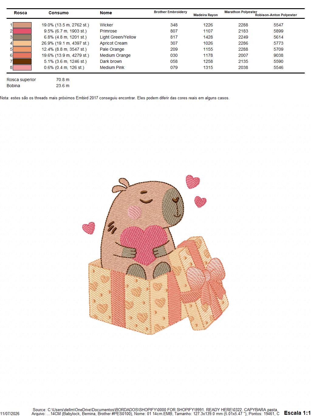 Capybara embroidery designs - Water river animal machine embroidery pattern - Baby boy and girl big guinea pig with heart file - Instant download pes jef dst