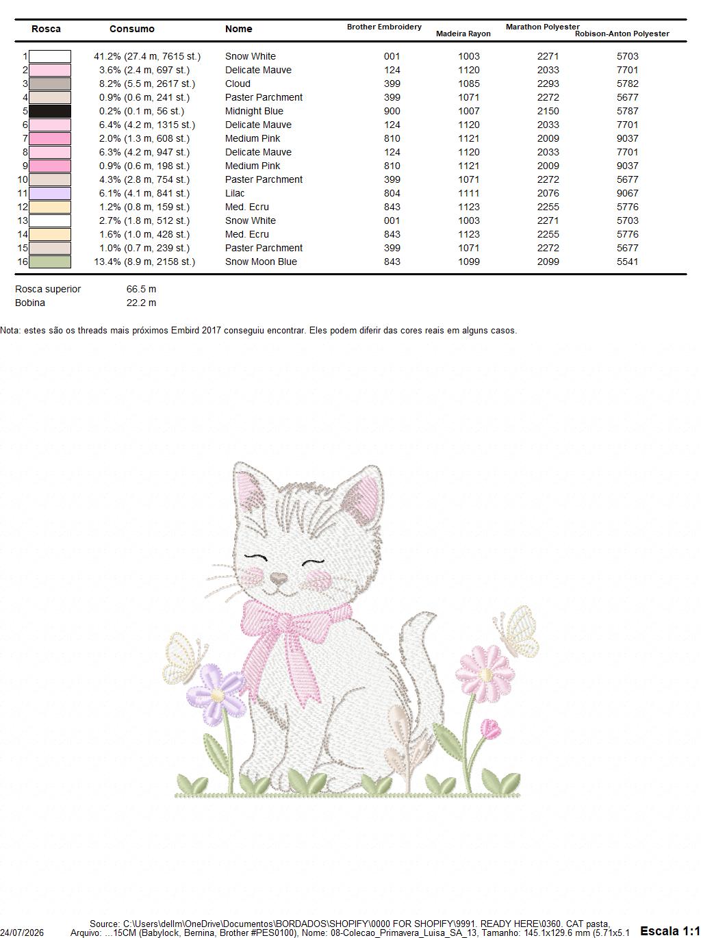 Female Cat with flowers embroidery design - Female Kitty with flowers machine embroidery pattern - Baby girl file - Instant digital download (Copy)